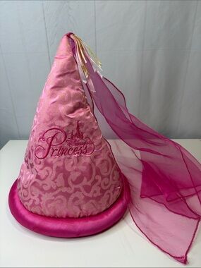 Disney Parks Princess Pink Cone Hat Veil Costume Dress Up Authentic